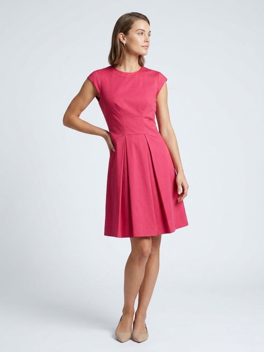 049 KATE SPADE Women's Fit and Flare Cap Sleeve Dress - Fuchsia Pink, Sz 6